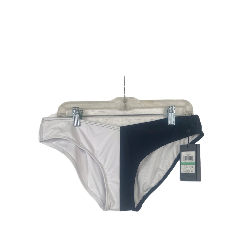 Tommy Hilfiger Women’s Black and White color block Bikini Bottoms, Size L NWT